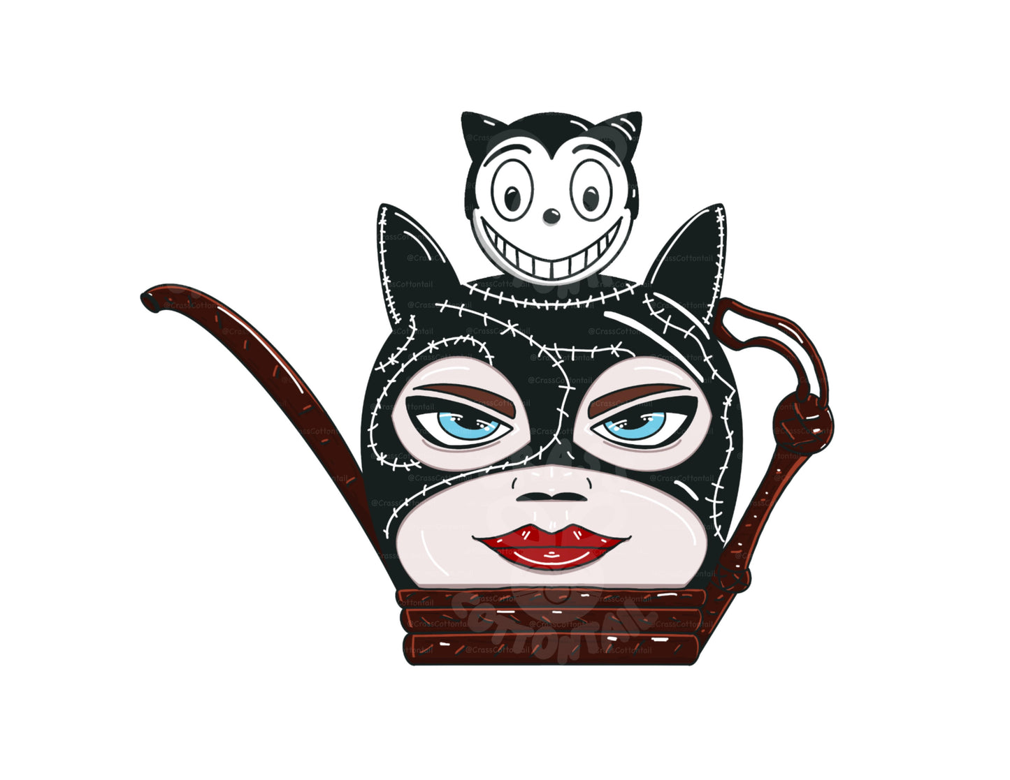 Comic Book  Cat Lady Villain Teapot Vinyl Sticker