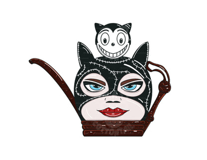 Comic Book  Cat Lady Villain Teapot Vinyl Sticker