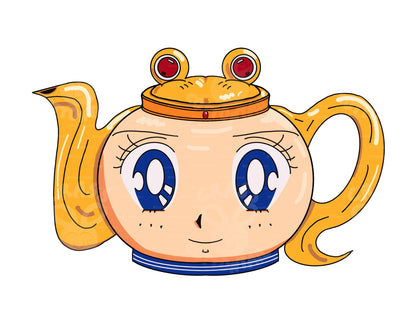 Anime Schoolgirl Teapot Vinyl Sticker