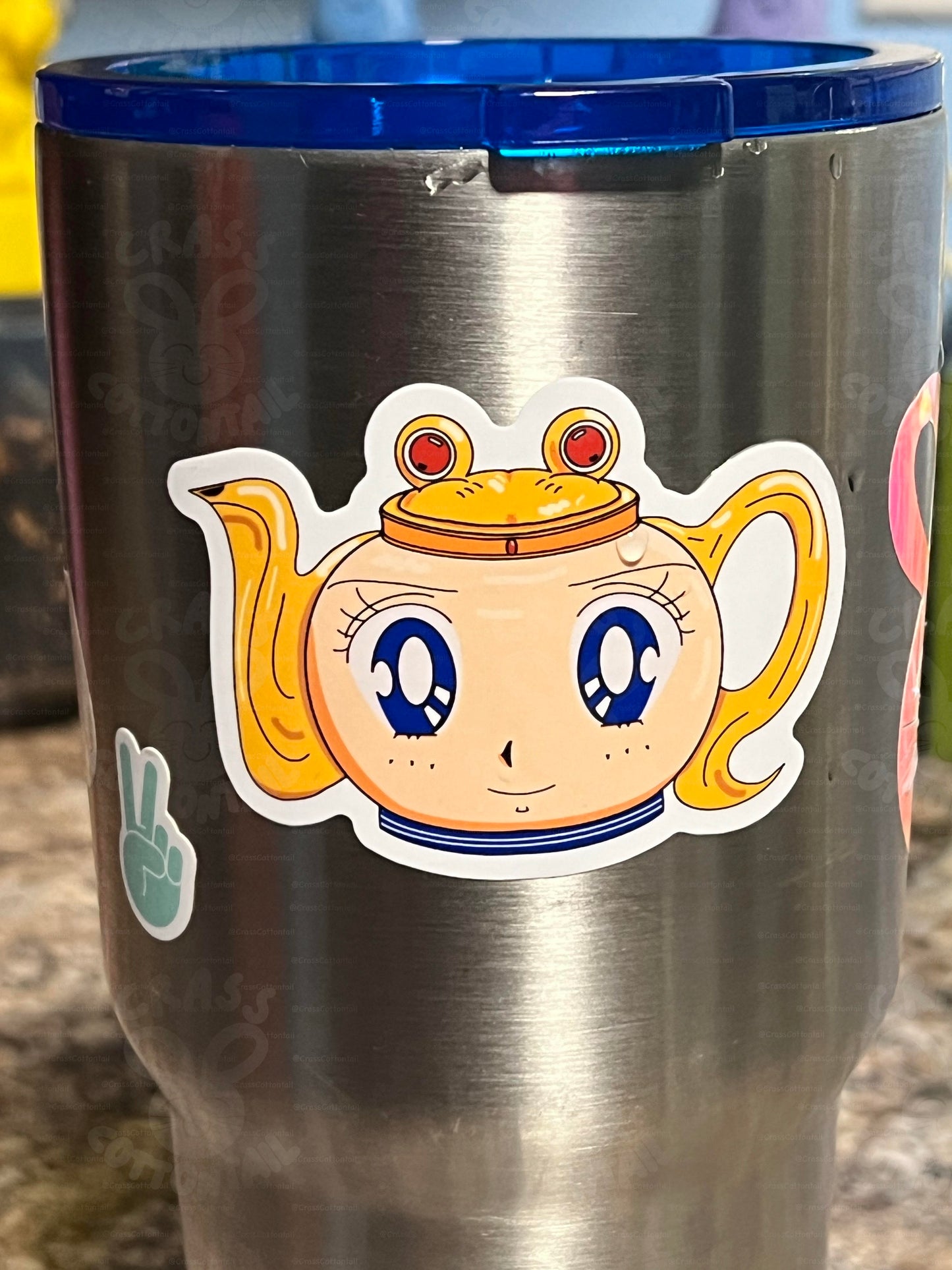 Anime Schoolgirl Teapot Vinyl Sticker