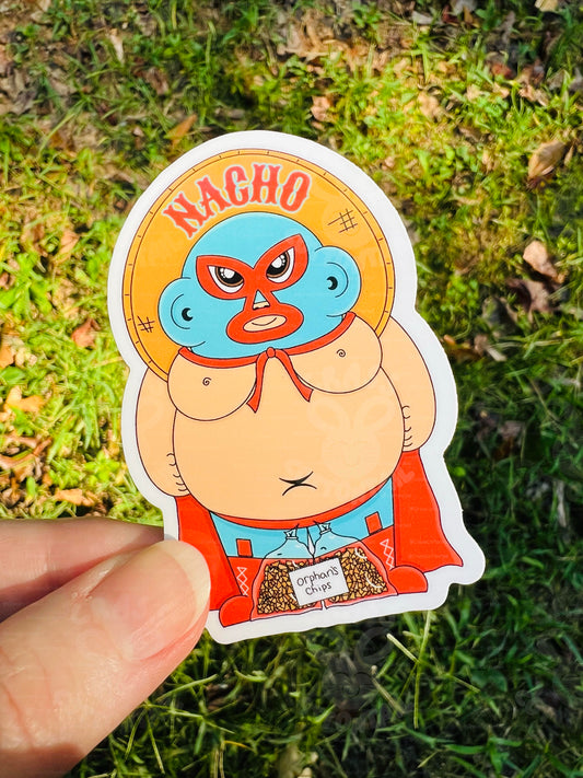 Chubby Luchador x Japanese Tanuki 3"x2" Vinyl Sticker