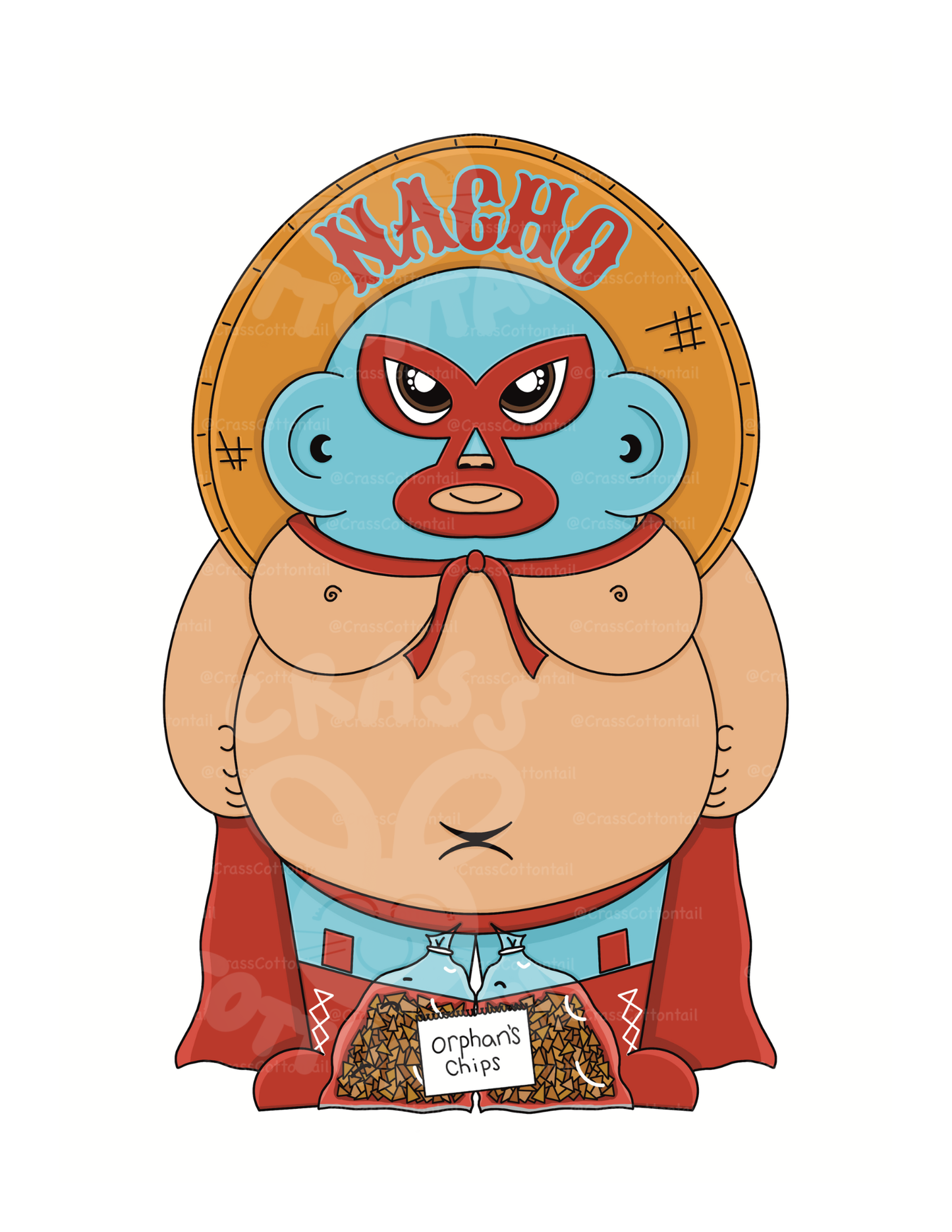 Chubby Luchador x Japanese Tanuki 3"x2" Vinyl Sticker