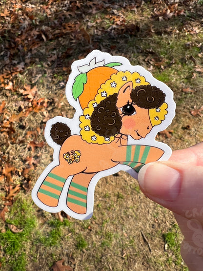 80s Cartoon Pony Garden Mashup 3"x2" Vinyl Sticker