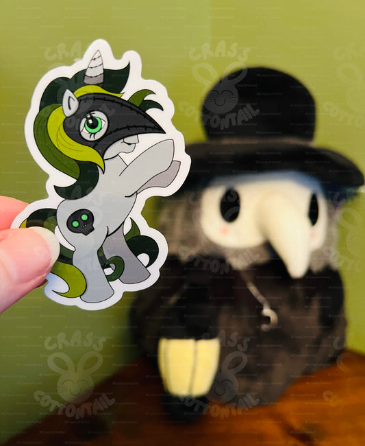 Plague Doctor Pony 3"x2" Vinyl Sticker