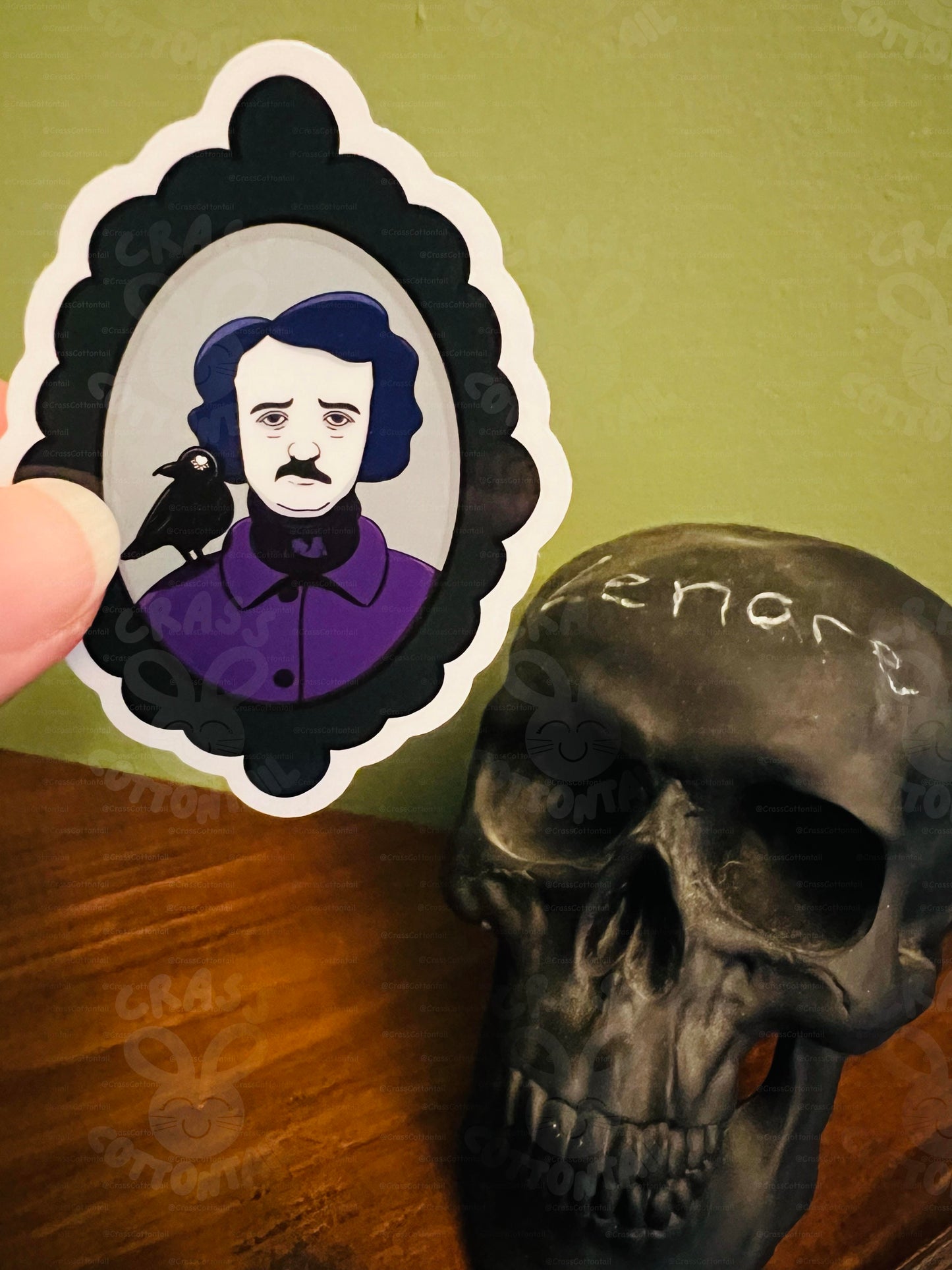 Edgar Allan Poe Portrait 3"x2"Vinyl Sticker