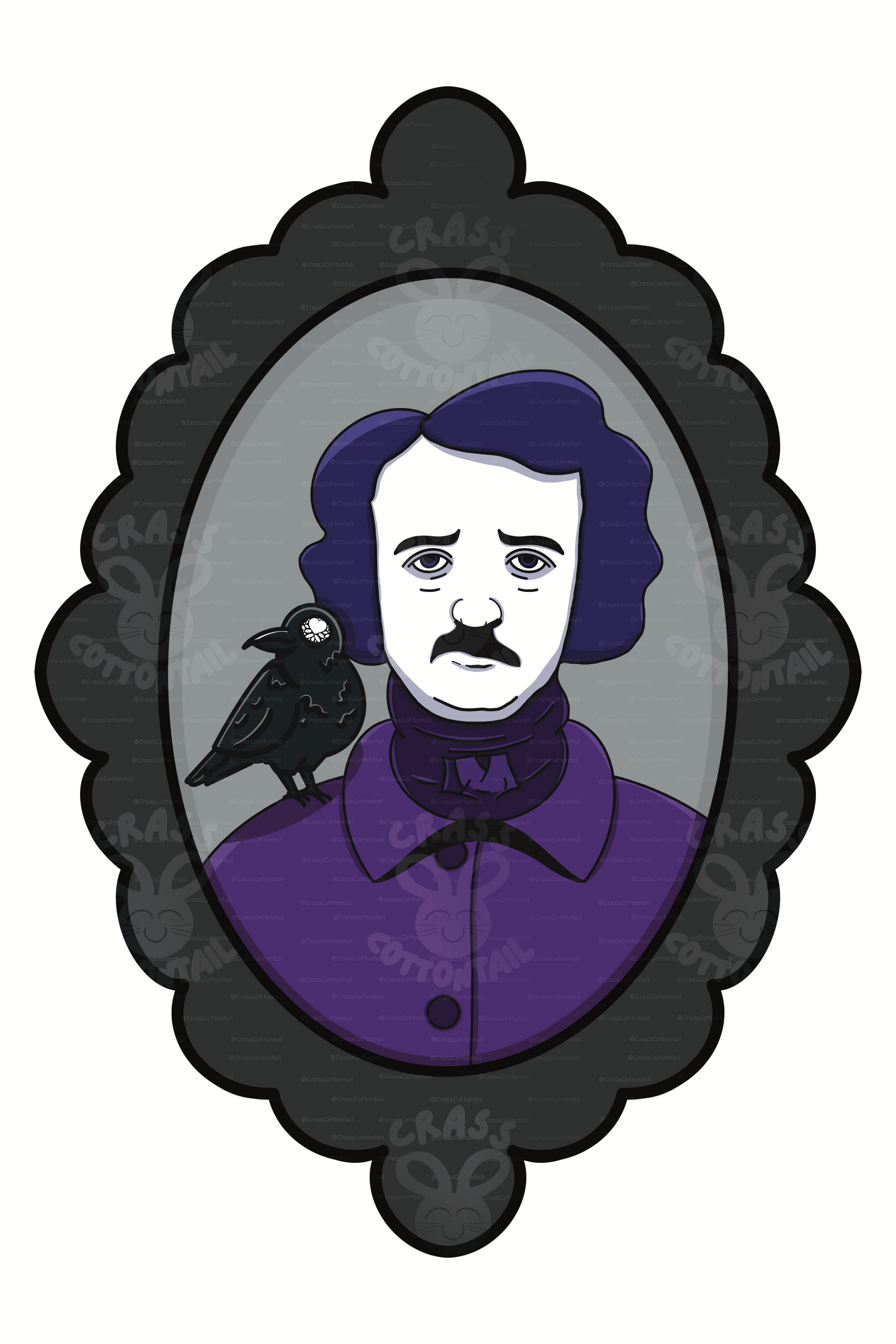 Edgar Allan Poe Portrait 3"x2"Vinyl Sticker