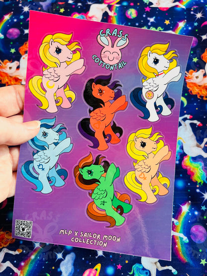 Anime Schoolgirl Hero Horses Sticker Sheet