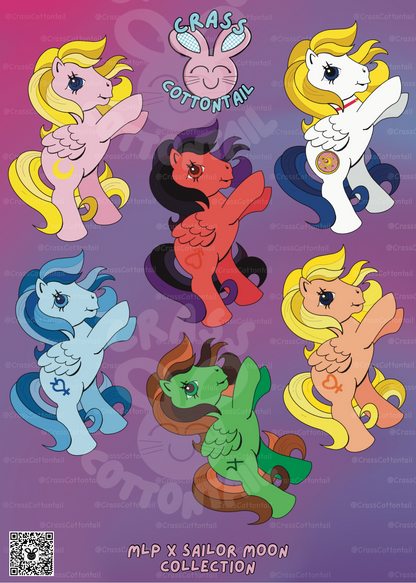 Anime Schoolgirl Hero Horses Sticker Sheet