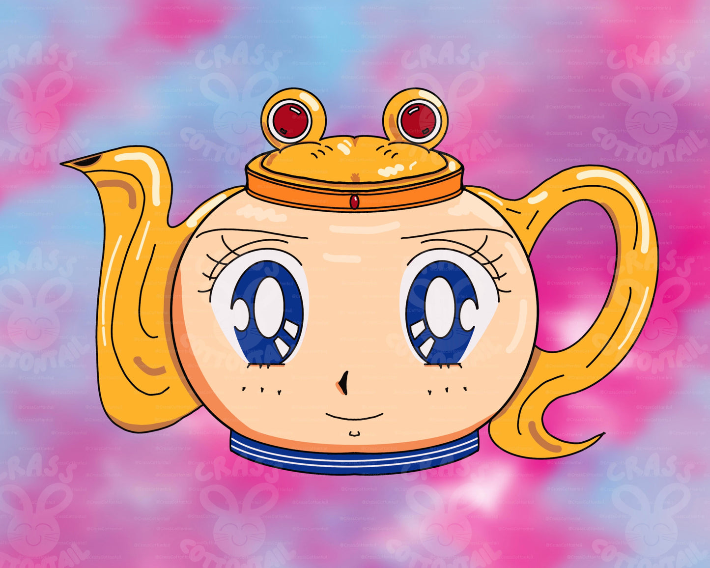 Anime Schoolgirl Teapot Wall Art Print 8.5x11