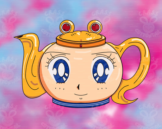 Anime Schoolgirl Teapot Wall Art Print 8.5x11