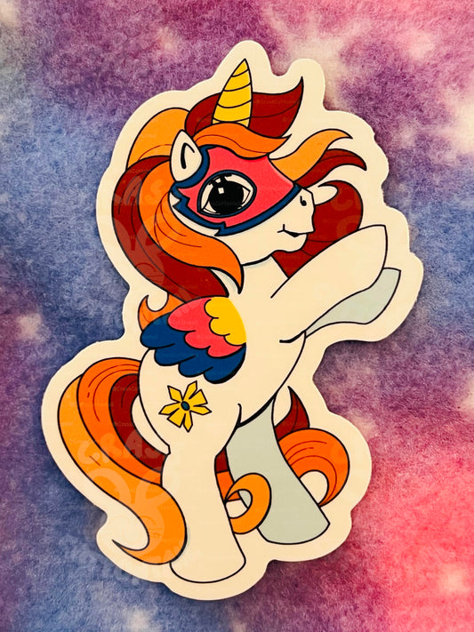 80s Hero Horse Crossover 3"x2" Vinyl Sticker